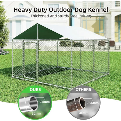 7.8 x 7.8ft Heavy Duty Outdoor Dog Kennel with Roof in Galvanized Steel for Large Breed Dogs - Durable and Secure Outdoor Housi