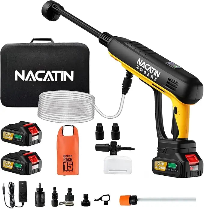 1200PSI Cordless Pressure Washer, 2X 4.0Ah Battery Power Washer with Triplex Plunger Pump & Pressure Settings, 500W Brushless Mo