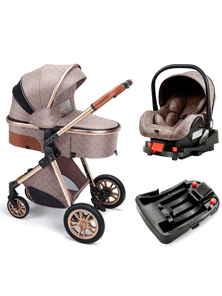 Fashion Baby Stroller 3 in 1 Baby Travel System Newborn Baby Cart Portable Pushchair Baby Cradel Infant Carrier Free Shipping