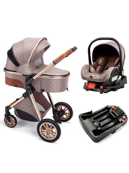 Fashion Baby Stroller 3 in 1 Baby Travel System Newborn Baby Cart Portable Pushchair Baby Cradel Infant Carrier Free Shipping