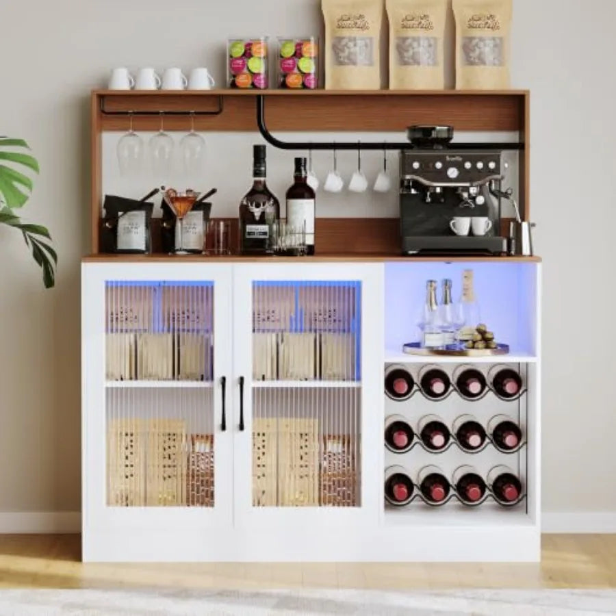 Wine Bar Cabinet with Glass Holder and Wine Rack