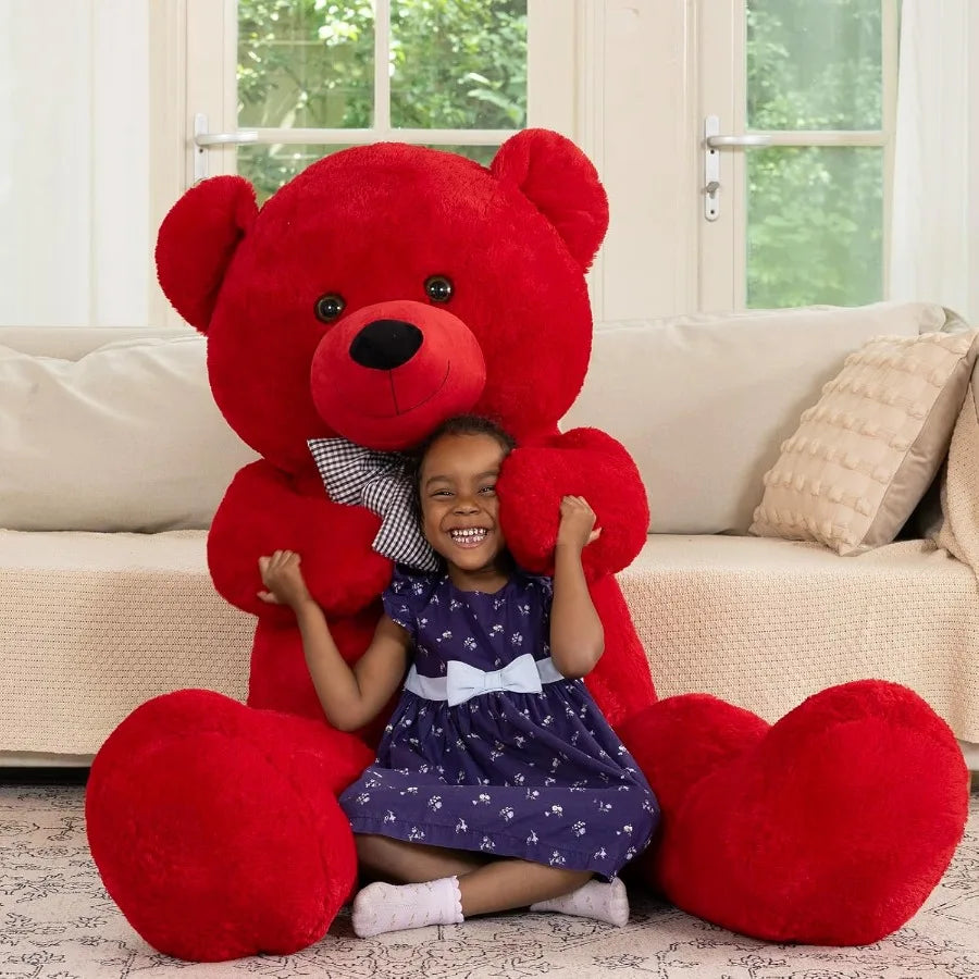 6 Feet Life Size Big Teddy Bear Plush Stuffed Animal Red Adorable Soft Gift for Christmas Valentine Birthday Long Distance