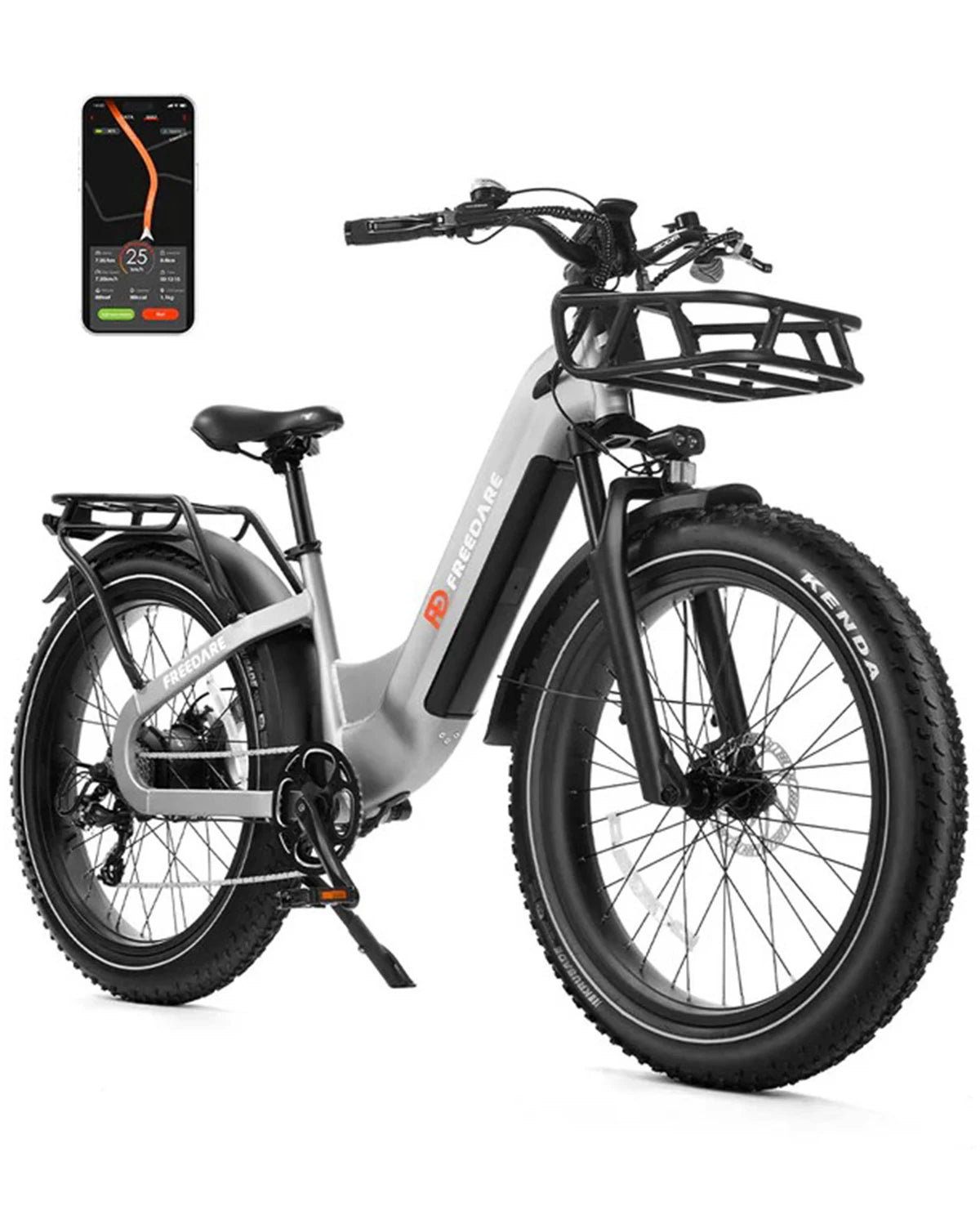 FREEDARE Electric Bike for Adults 750W BaFang Motor,48V20Ah Battery,GPS Smart App Mountain Ebike 26x4 Fat Tire Electric Bicycle