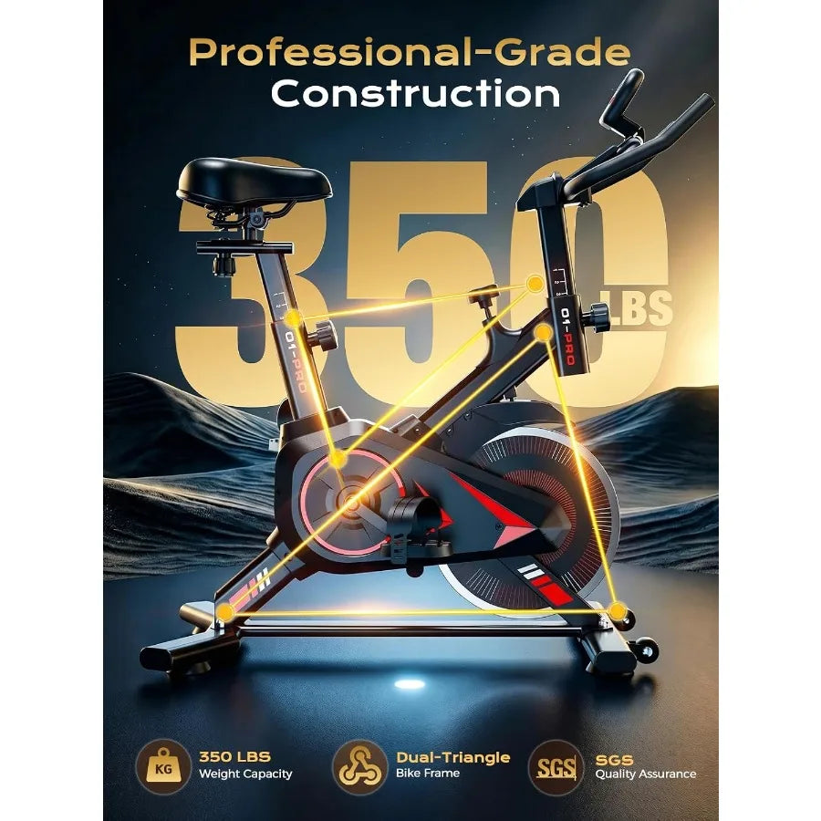Exercise Bike, 350 LB Capacity Adjustable Stationary Bike for Home Gym