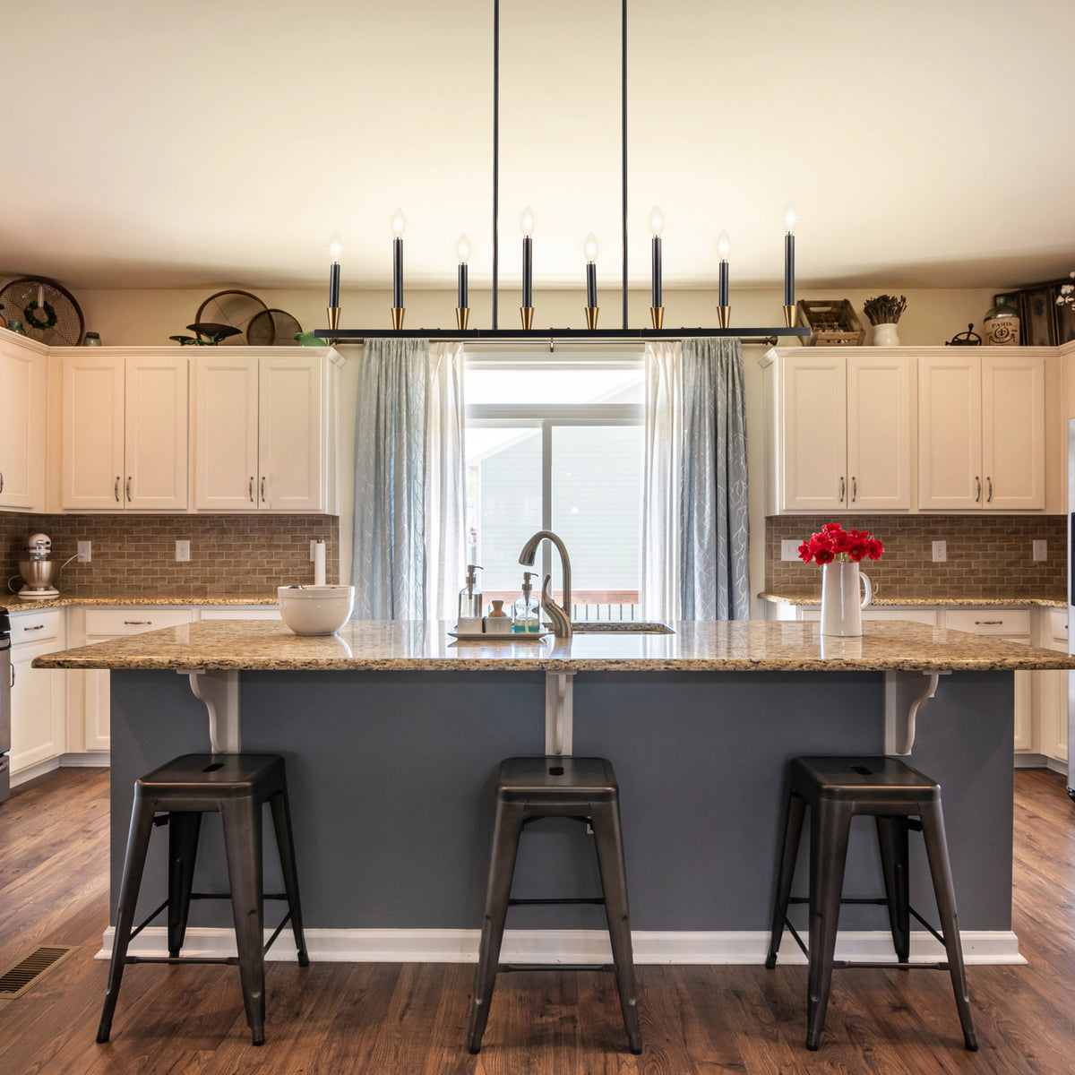 8 Light Dining Room Black Chandelier Kitchen Island Lighting Lights Fixture Farmhouse Chandeliers For Coffe Shop Bar