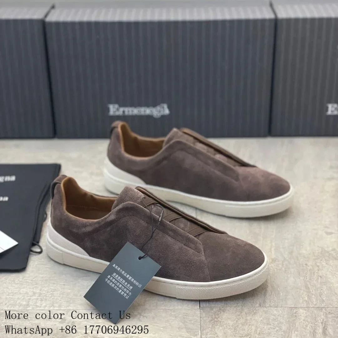 2025 Zegnss Dress Shoes Designer Shoes Men Ermenegildos Zegnbs Soft Business Casual Party Quality Leather Chunky Sneakers