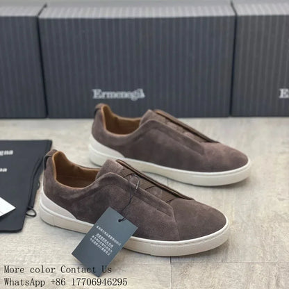 2025 Zegnss Dress Shoes Designer Shoes Men Ermenegildos Zegnbs Soft Business Casual Party Quality Leather Chunky Sneakers