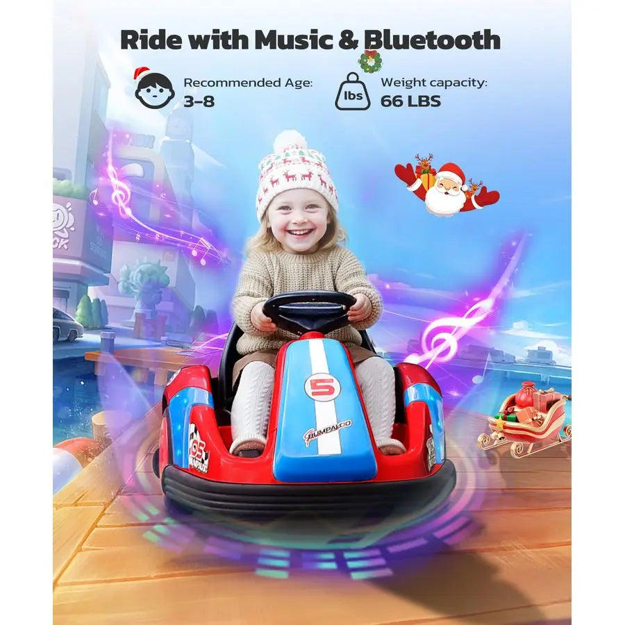 Bumper Cars for Kids with Big Wheels, 2.2 Mph, 12v Electric Ride On Toys with Remote Control, 360 DegreeSpin Bumper Car for Todd