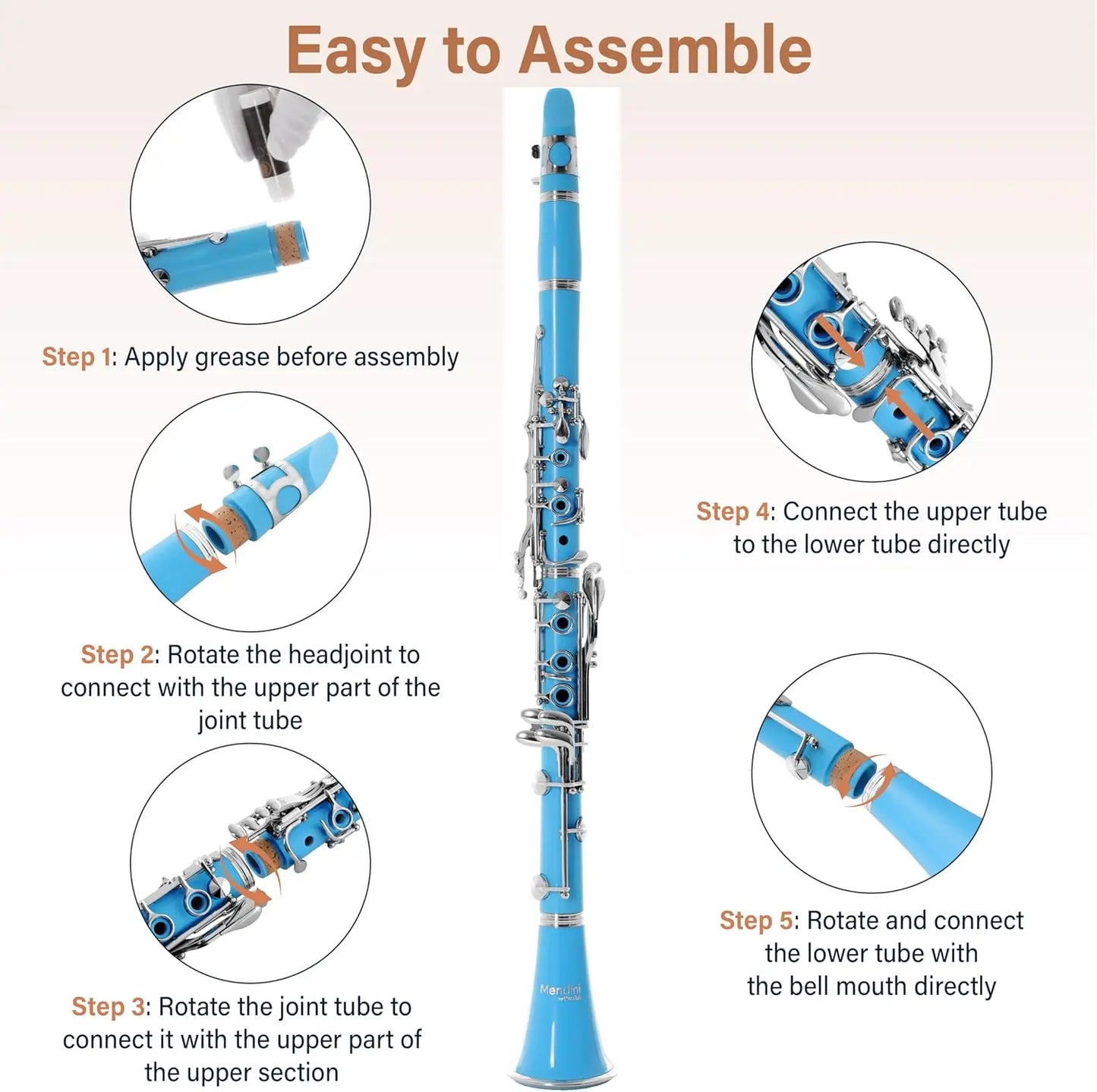 Beginner Bb Clarinet Kit with Hard Case, Reeds, Stand & Accessories in Light Blue
