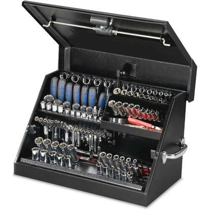 Montezuma SM200B 22.5-Inch Portable Triangle Toolbox - Heavy-Duty Steel - Metric and SAE Storage Chest - Weather Resistant
