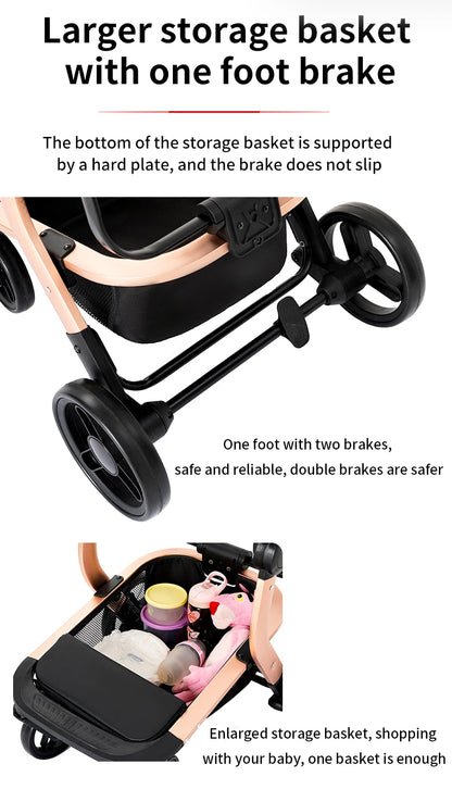 Lightweight stroller Baby carriage Baby carriage baby pram carseat Foldable Stroller Newborn Stroller travel folding system