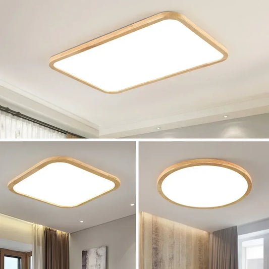 Solid wood LED ceiling light simple wooden design living room master bedroom dining room balcony new lighting fixtures