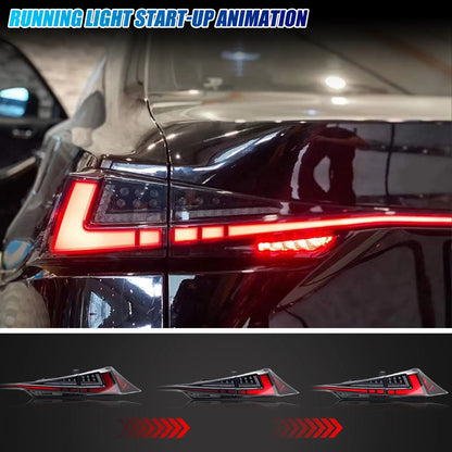 LED Tail Lights for Lexus IS250 IS350 IS200t IS300 IS III 3IS 2014-2020 Sequential Turn Signal Clear Rear Trunk Lamps Assembly