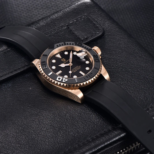 Top Brand PAGANI DESIGN Rose Gold Black Luxury Men Mechanical Watch 40MM Rubber Strap Sapphire Glass Automatic Men's Watch 100 Waterproof