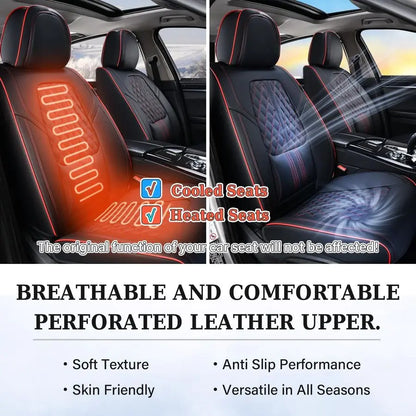 Car Seat Covers Full Set, Automotive Front and Rear Seat Covers with Backrest, Nappa Leather Car Seat Protectors Waterproof, Uni