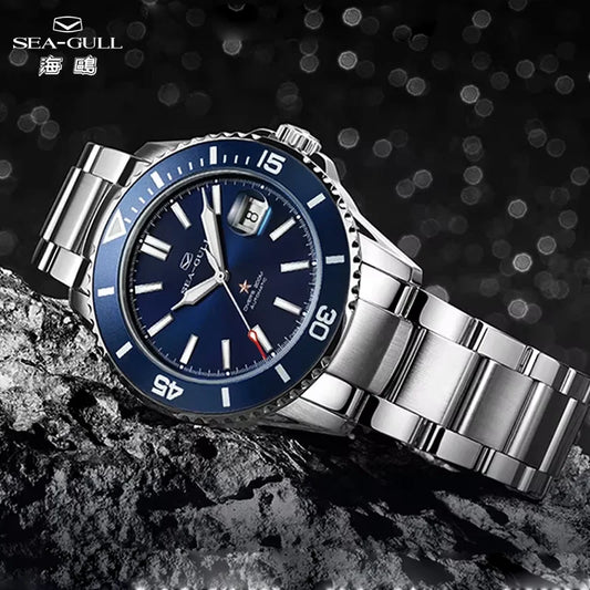 Seagull Ocean Series Stainless Steel Watch Men Business Watch Automatic Mechanical Watch 20Bar Waterproof Diving Diver Watch 523