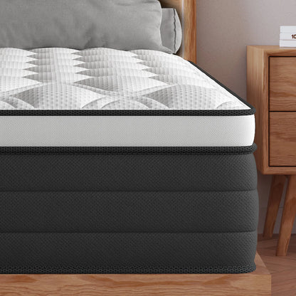 Twin Full King Queen Mattress in A Box, 12/14 Inch Hybrid Memory Mattresses Euro Top Medium Firm for Back & Lumbar Support