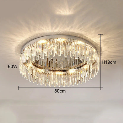 Modern Round Luxury Crystal LED Ceiling Lamps Minimalist Living Room Decor Chandelier Bedroom Whole House Indoor Lighting Home