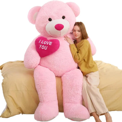 6ft Red Heart Giant Teddy Bear Pink Stuffed Animal with Embroidered I Love You for Girlfriend Christmas Birthday Gift 72 inches