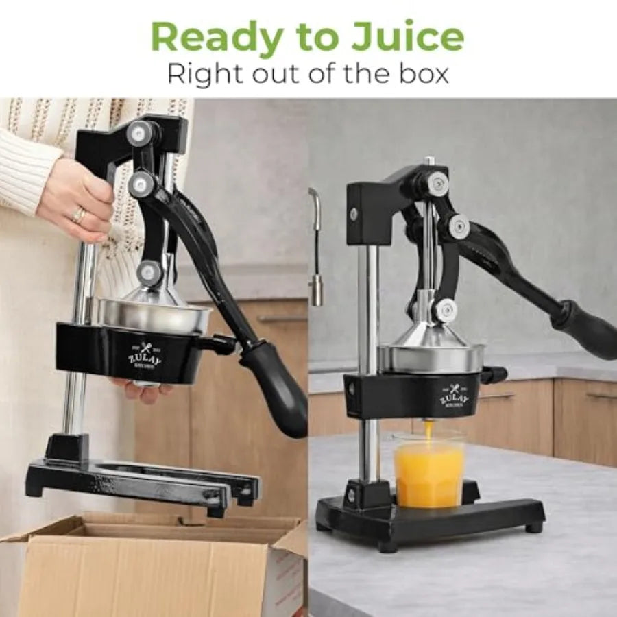 Cast Iron Juicer For Bartending And Health Use, Black Cast Iron, Heavy Duty With Detachable Strainers For Easy Cleaning