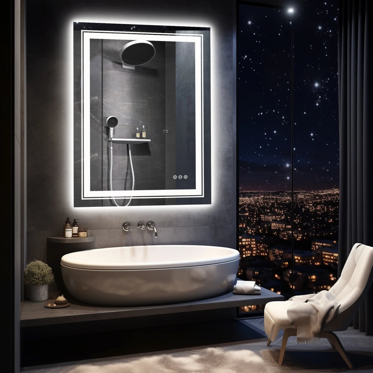 LUVODI 24x32 Inch Led  Rectangle Mirrors for Bathroom with Front Light and Backlit Anti Fog Function Wall Decor Vanity Mirrors