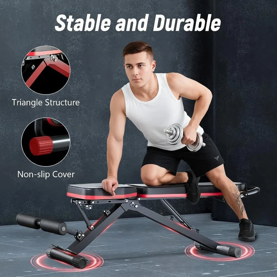 Adjustable Weight Bench for Home Gym, Foldable Workout Bench