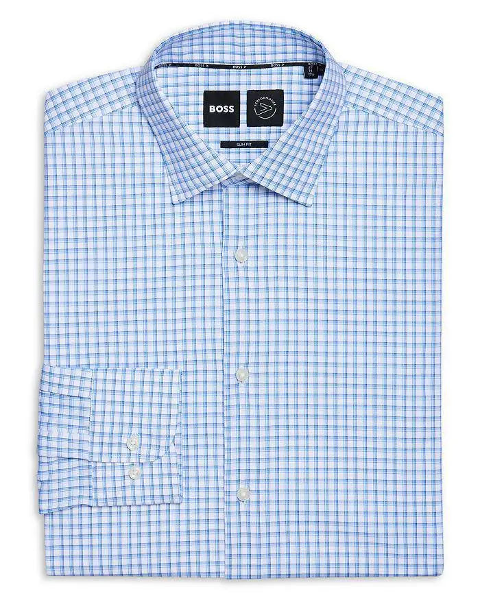 BOSS | Performance Stretch Check Slim Fit Dress Shirt