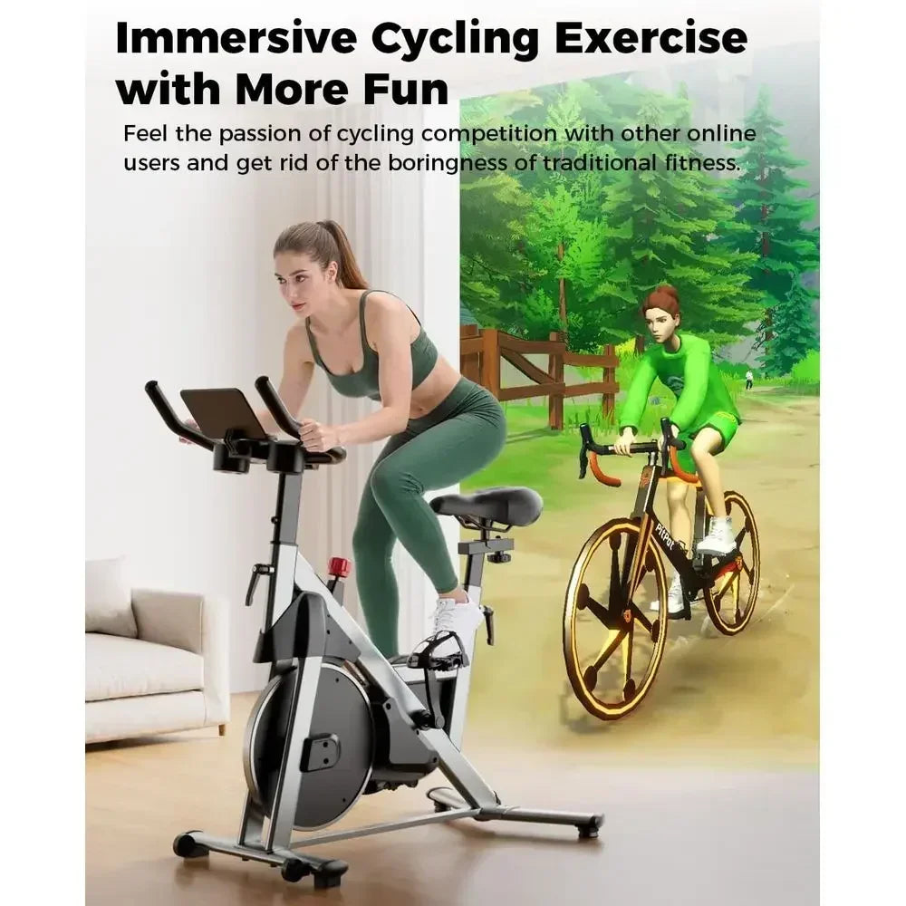 Silent 32-Level Magnetic Resistance Exercise Bike - 300 lbs Capacity with LCD, Cup Holder, and Pad Mount for Home Gym