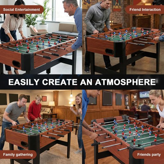 47 Inch Soccer Game Table with Score Keeper Indoor Foos Ball Table with Counterbalanced & Uniformed Men for Home Family Adults
