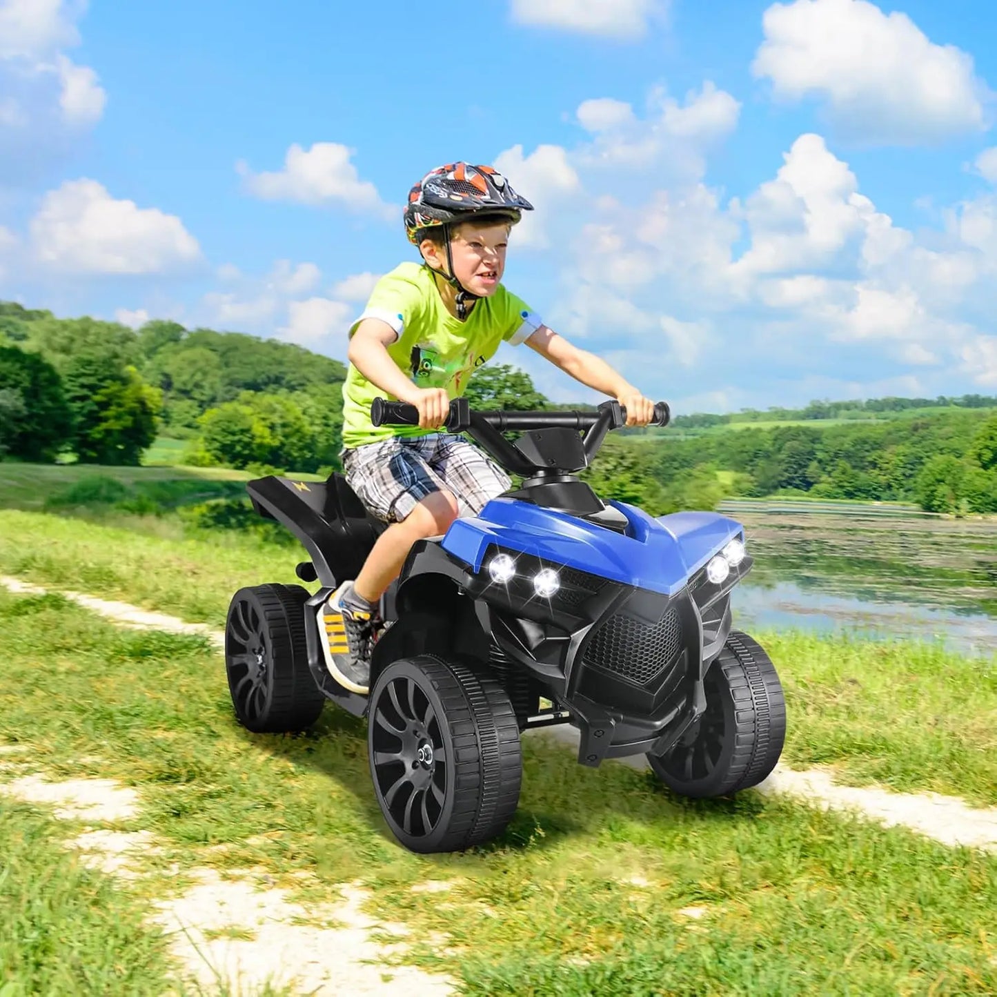 Kids Ride On ATV Electric Off-Road Quad Car 6V Battery Powered W/Music, Light