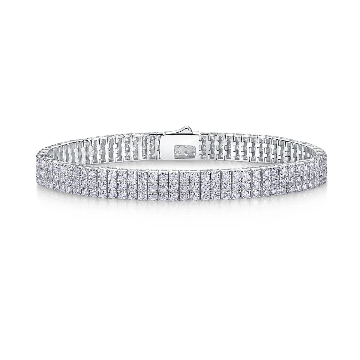 JIUZUAN Moissanite Wide Tennis Bracelet 925 Sterling Silver 18K Gold Plated Statement Jewelry for Party Gift for Women