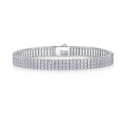 JIUZUAN Moissanite Wide Tennis Bracelet 925 Sterling Silver 18K Gold Plated Statement Jewelry for Party Gift for Women