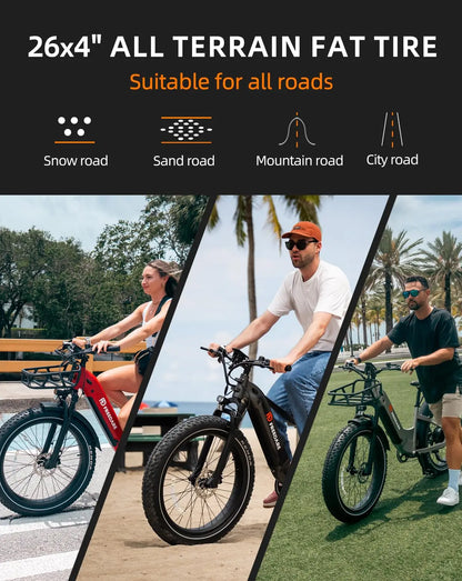 FREEDARE Electric Bike for Adults 750W BaFang Motor,48V20Ah Battery,GPS Smart App Mountain Ebike 26x4 Fat Tire Electric Bicycle