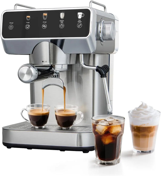Expresso Coffee Machines With Touchscreen 20 Bar Professional Espresso Maker With Milk Frother & Hot Water, Stainless Steel Coff