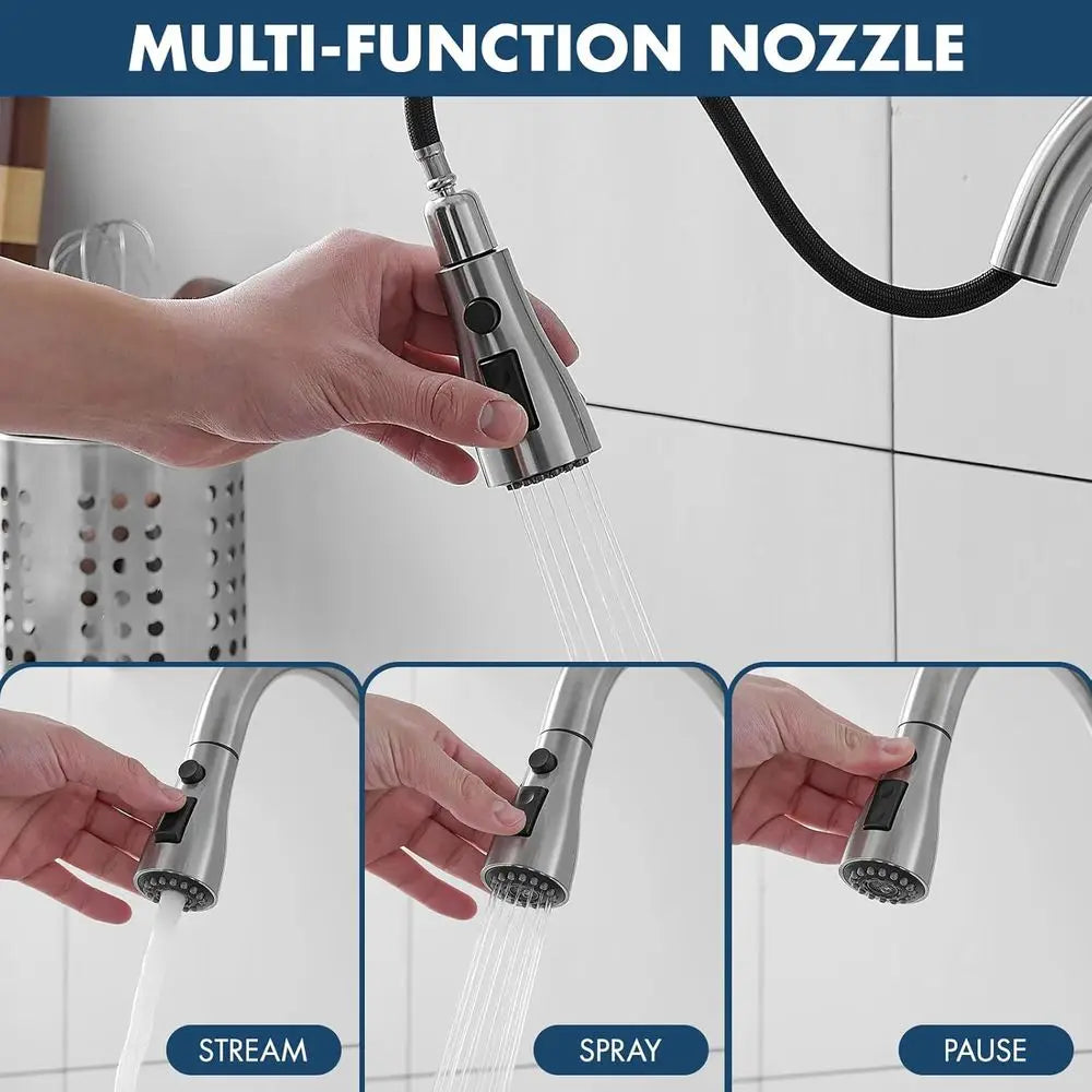 Touchless Kitchen Faucet with Pull Down Sprayer Motion Sensor Hands-Free Smart Activated Brushed Nickel Sink Faucets
