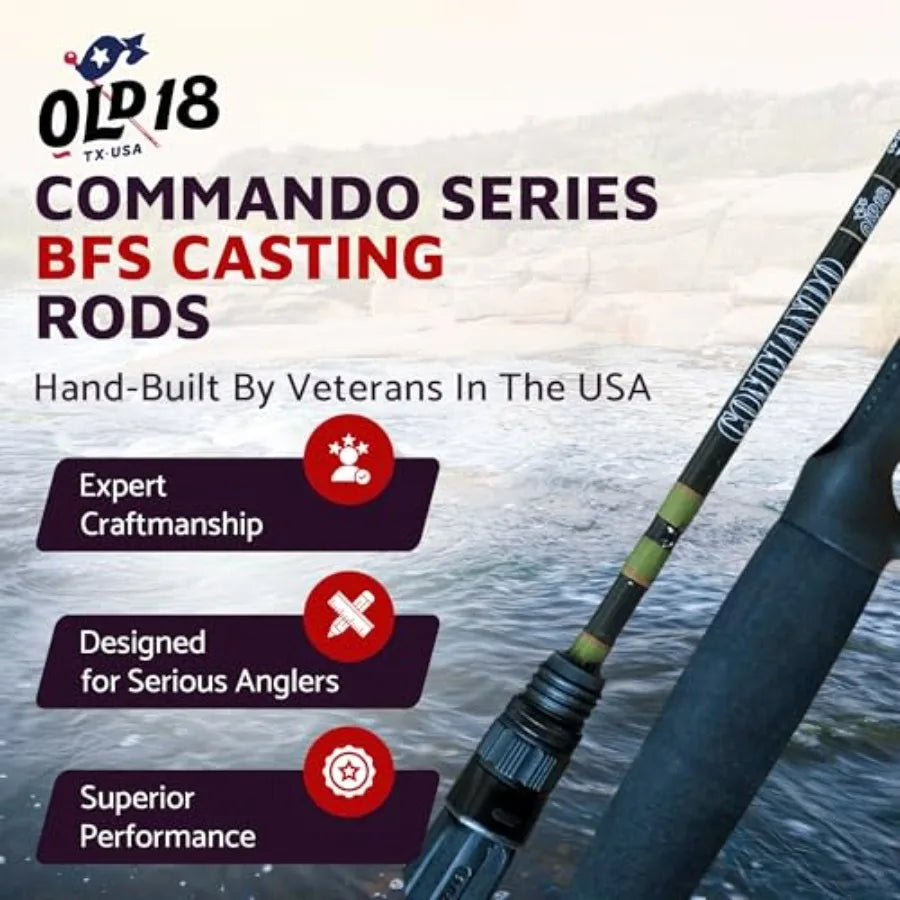 High Performing BFS Fishing Rod - 40 Ton Graphite Blank with EVA Grip, D-1 Sea Guides gs - Premium One-Piece Fishing Rod for