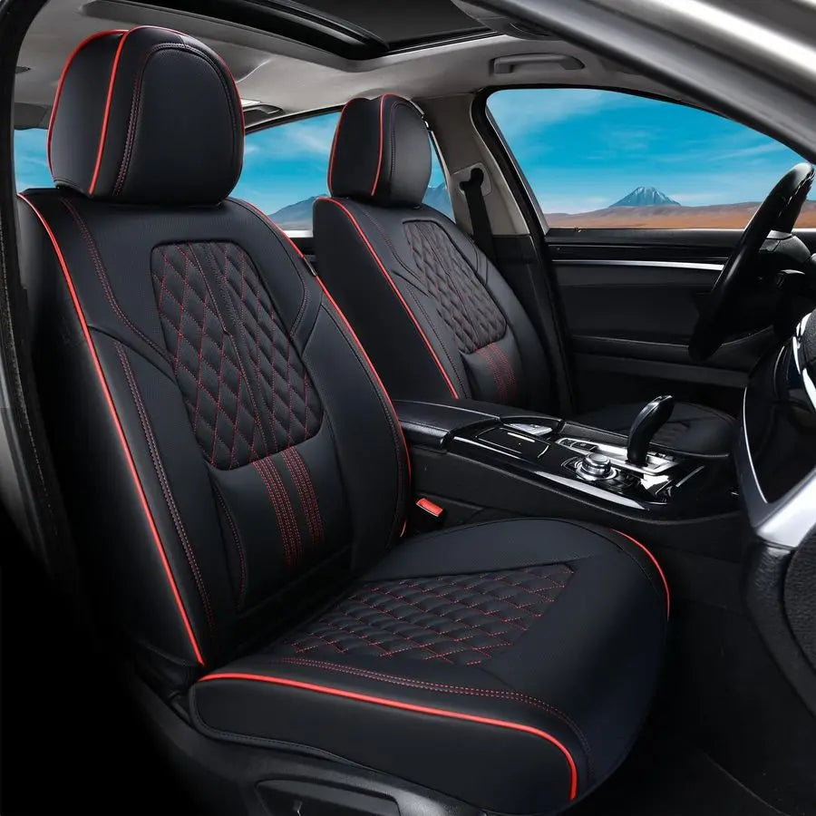 Car Seat Covers Full Set, Automotive Front and Rear Seat Covers with Backrest, Nappa Leather Car Seat Protectors Waterproof, Uni