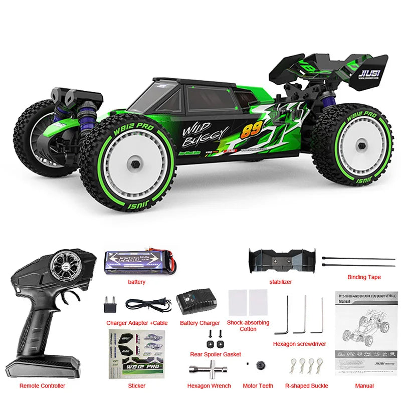 JIUSI WB12 PRO 1:12 Brushless RC Car 80km/h 4WD High Speed Off-road Drift Vehicle 2.4G Remote Control Racing Car Toys As Gift