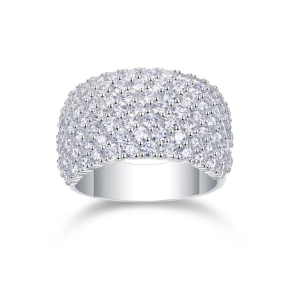 1pc Full Paved Moissanite Ring 925 Sterling Silver 18K Gold Plated Statement Jewelry for Women Gift Comes with GRA Certificate