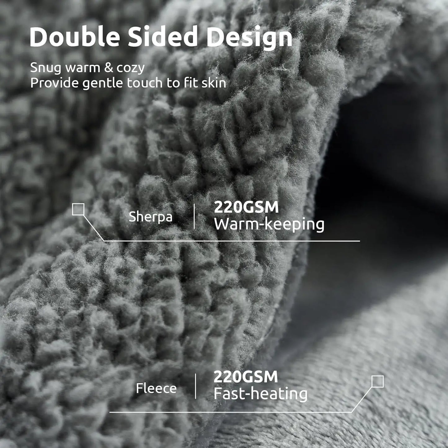 Heated Weighted Blanket, Sherpa Fleece Electric Throw 15 lbs for Adults, Fast Heating with Timer, Twin Size Grey
