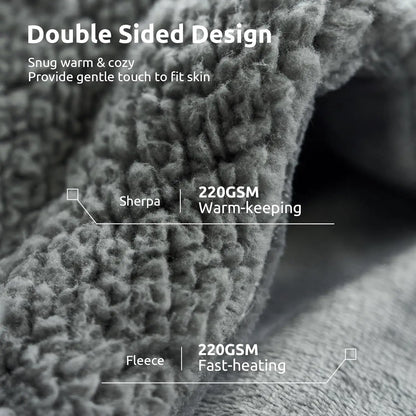 Heated Weighted Blanket, Sherpa Fleece Electric Throw 15 lbs for Adults, Fast Heating with Timer, Twin Size Grey
