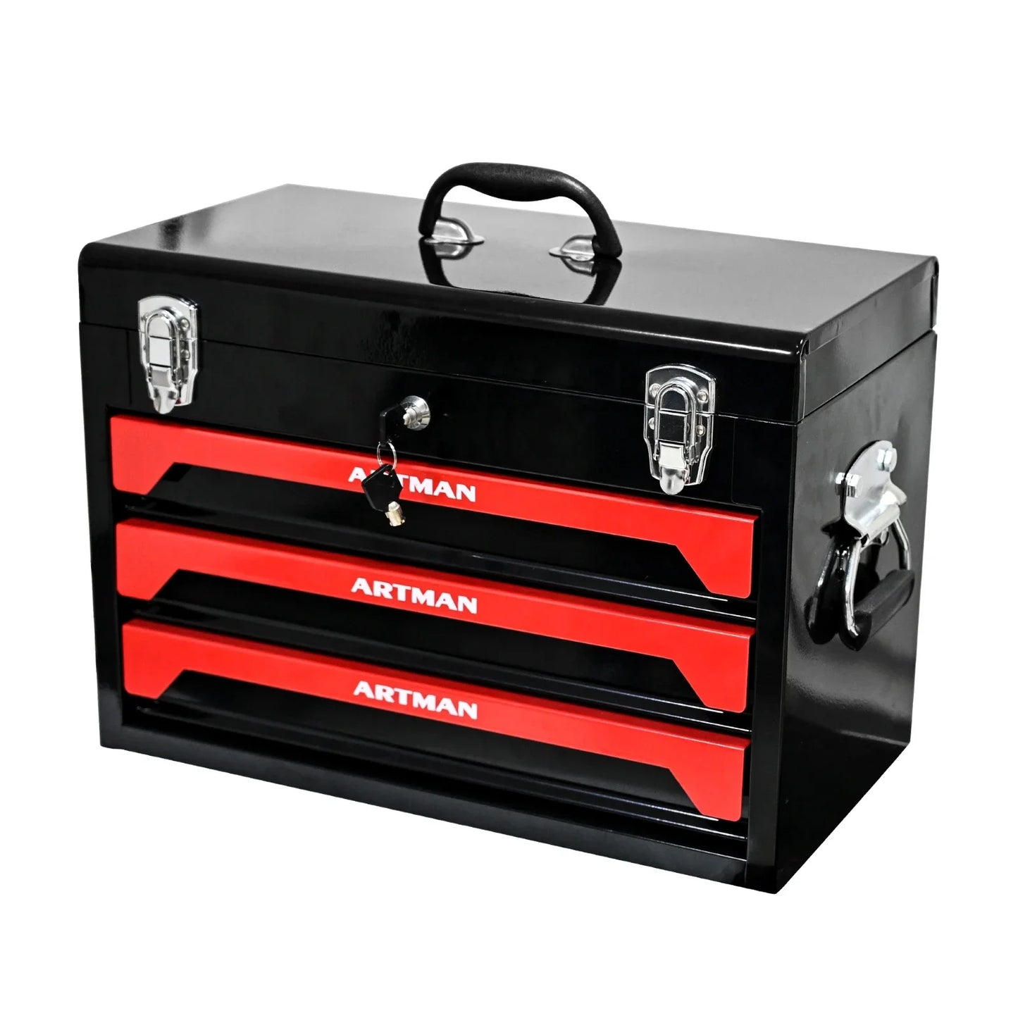 3 Drawer Metal Tool Box,Portable Metal Tool Box with EVC Liner and Lock,tool box organizer,Empty Box,tool chest,garage storage