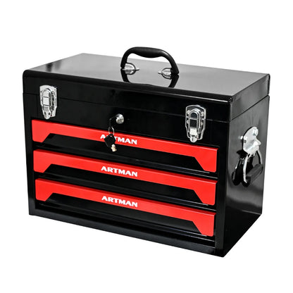 3 Drawer Metal Tool Box,Portable Metal Tool Box with EVC Liner and Lock,tool box organizer,Empty Box,tool chest,garage storage