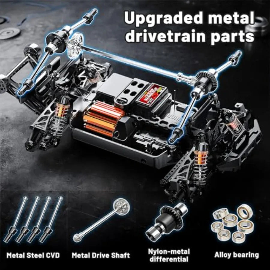 RC Cars 1:14 All Terrain Off-Road RC Truck, 4WD Fast Remote Control Car 40 KM/H, 4X4 Waterproof Monster Truck with 2×1300mAh Ba