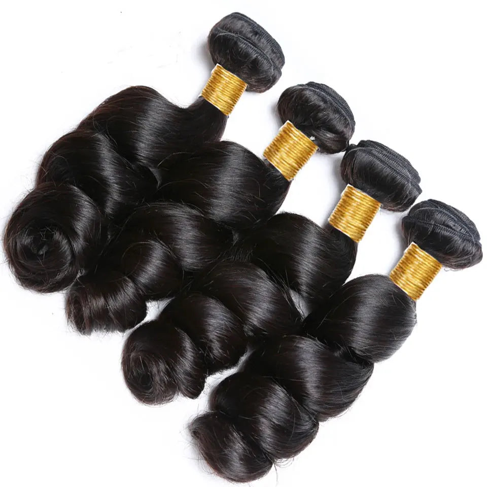 28 30Inch Loose Wave Human Hair Bundles Brazilian Human Hair 3/4Pcs Bundles Deal Loose Weave Hair Extensions Woman Natural Color
