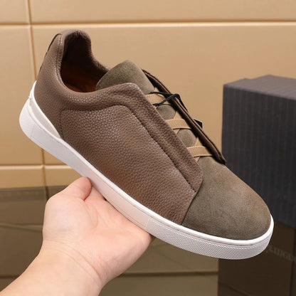 2025 New Genuine Leather High-End Men's Shoes, Slip-On European Trend Board Shoes, Casual Commute Versatile