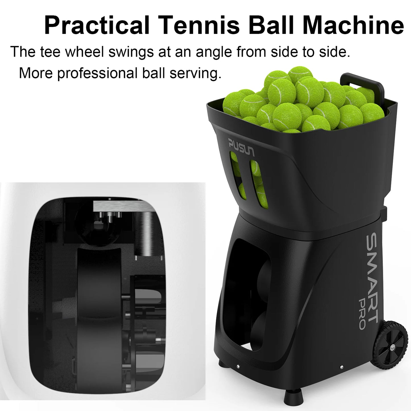 PUSUN PT-Smart Pro Tennis Ball Machine for Professional Training, Large Capacity, App&Remote Adjust Speed/Freq/Angle, DIY Train