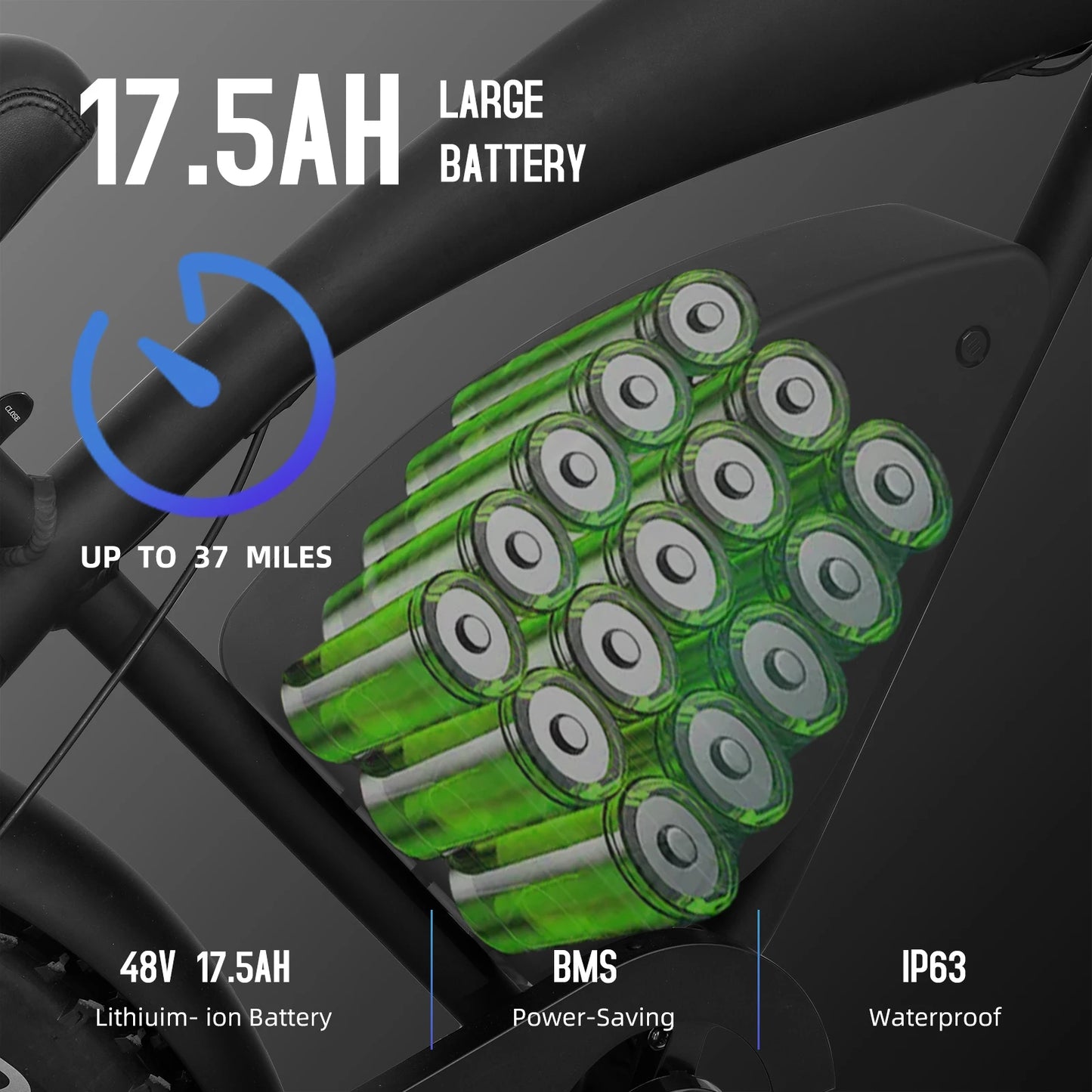 Electric Mountain Bike 48V 37MPH All-Terrain Fat Tire E-Bike, 45 Mile Dual Suspension Off-Road Beach with LCD Display UL