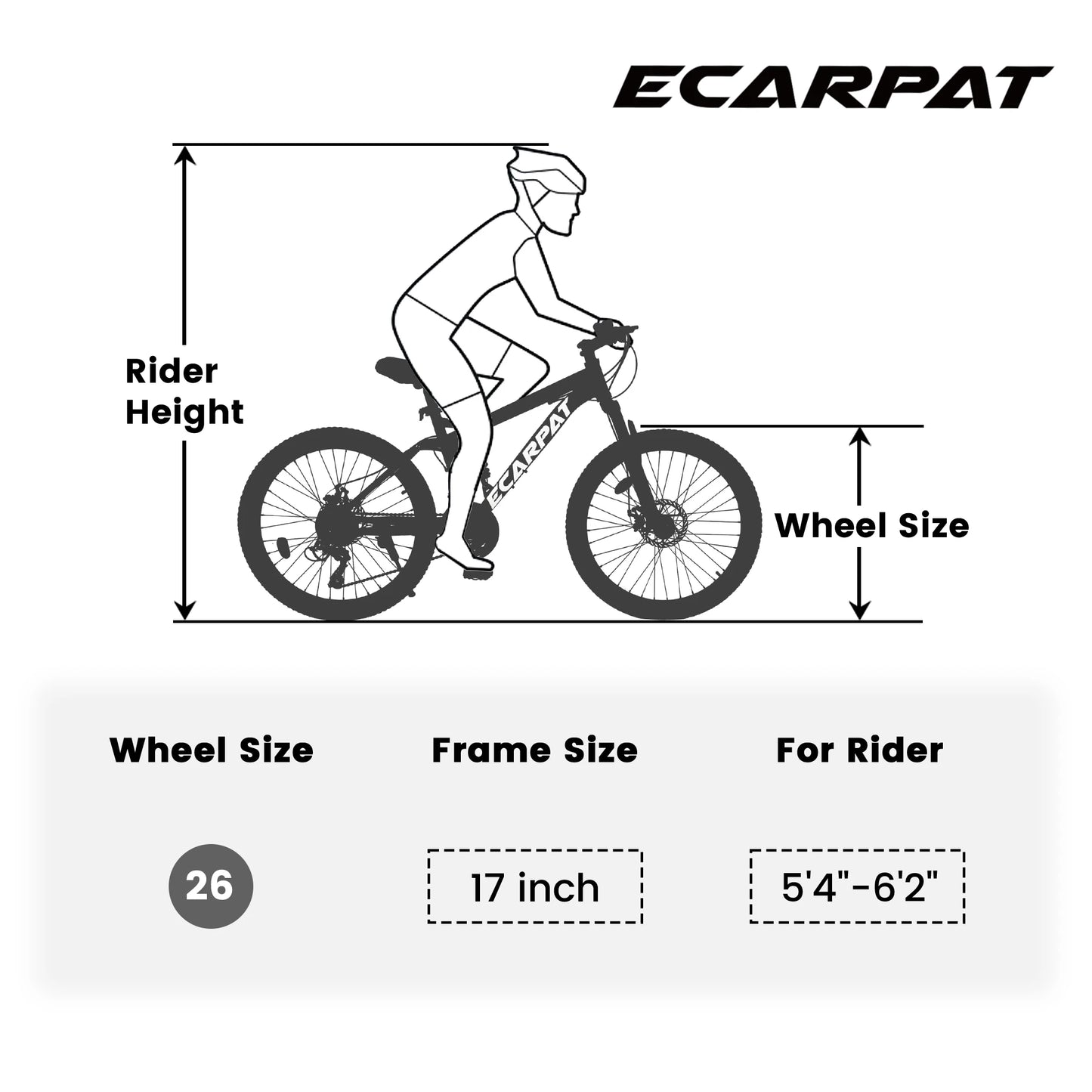 Ecarpat 26 Inch Mountain Bike, 4-Inch Wide Fat Tire Snow Mountain Bikes, 21 Speed for Men Women Bicycles, Steel Frame Disc Brake