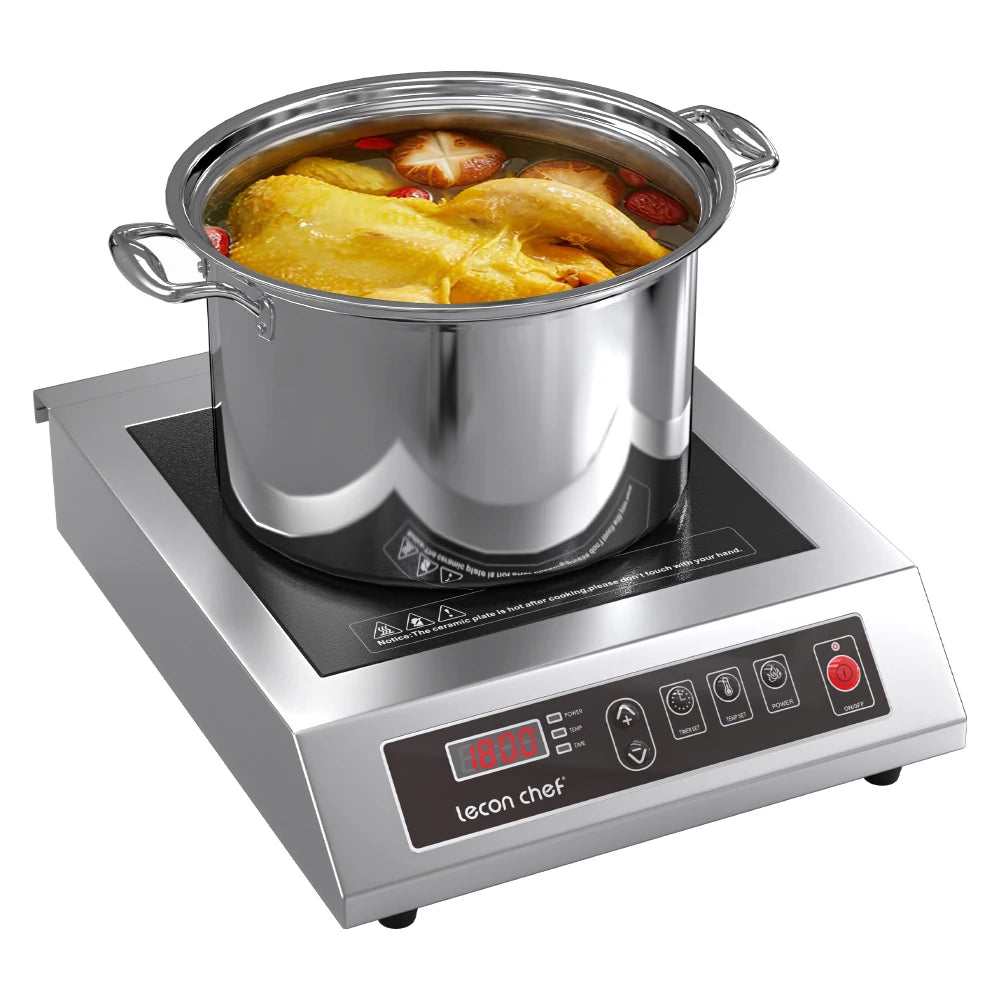 Lecon Chef Induction Cooktop Commercial Countertop Induction Cooker Electric Burner 10 Power&Temperature, Timer&Preset